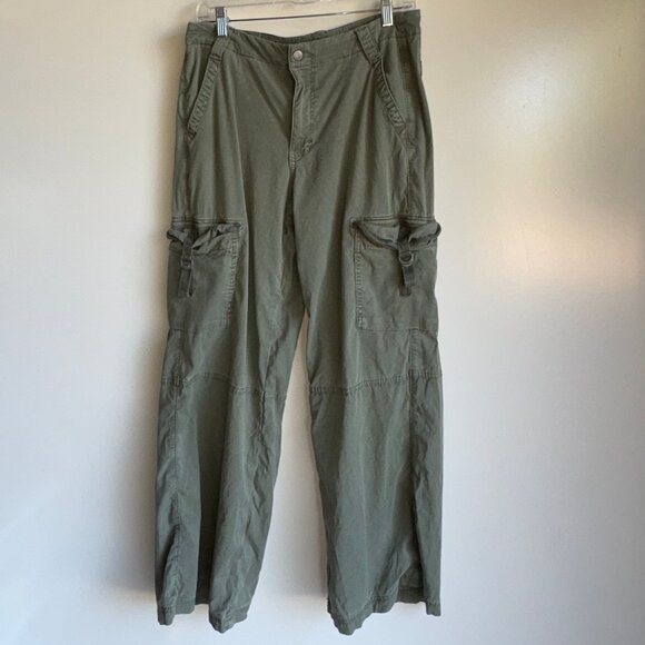American Eagle Super High Rise Baggy Wide Leg Pants Size 6 Short Green - Picture 1 of 12